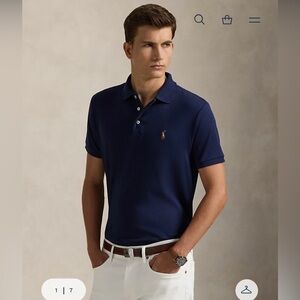 Ralph Lauren 100% Cotton Soft Custom Slim Fit Dark Blue Polo Shirt